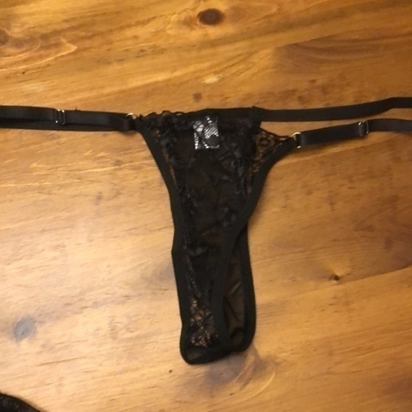 3 piece floral lace skirt set negligee black lingerie NEW - Picture 7 of 8